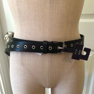3/$20 Ava & Viv Black Belt with Silver Grommets